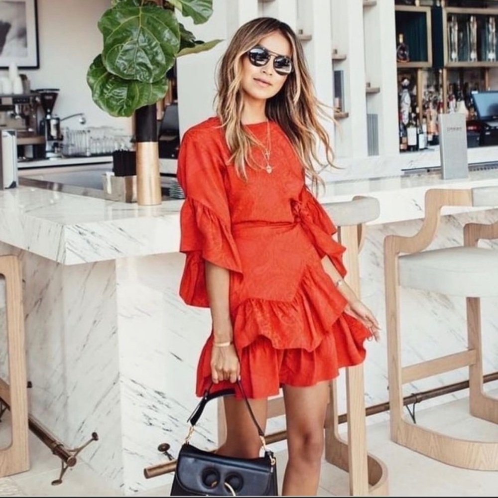 Elegant Red Ruffle Dress